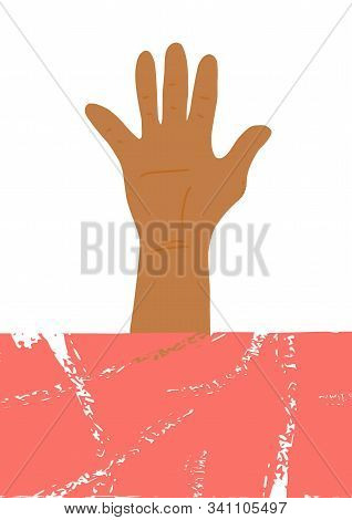 Poster Template With Hand. Blank For Banner. Vector Illustartion.