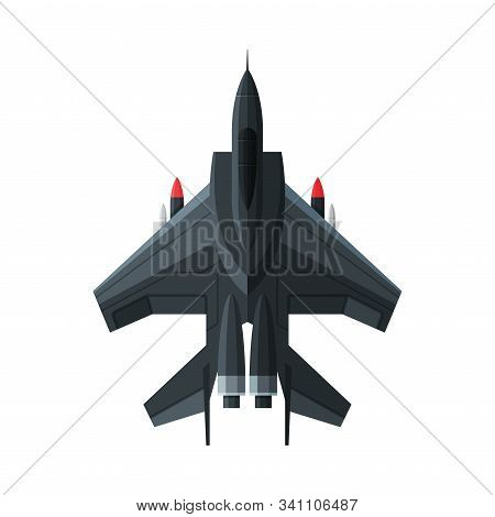 Jet Military Aircraft, Airplane View From Above, Air Transport Vector Illustration