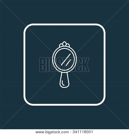 Hand Mirror Icon Line Symbol. Premium Quality Isolated Peeper Element In Trendy Style.