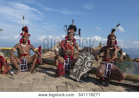Nagaland, India, December 2016, Konyak Tribal Man, Hornbill Festival .
