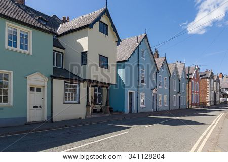 Colourful medieval and 18th century buildings in the town of Rthin, North Wales,  United Kingdom