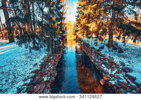 Bridge Over The Fish Channel In Catherine Park, Tsarskoye Selo (pushkin). Saint Petersburg. Russia.