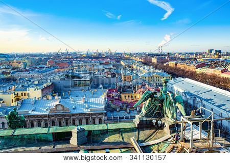 Panoramic View From The Roof Of St. Isaac's Cathedral. Saint Petersburg. Russia.