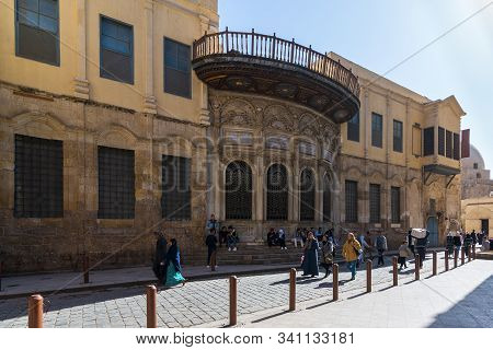 Cairo, Egypt- December 14 2019: Facade Of Ottoman Era Historic Mohamed Ali Sabil Building, Moez Stre