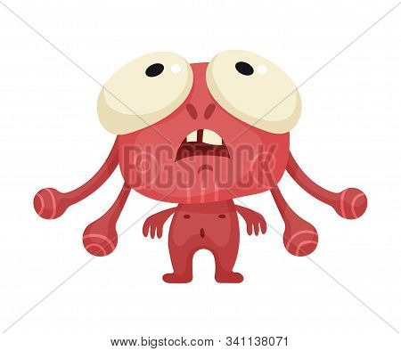 Scared Monster Standing With His Head Up Vector Illustration