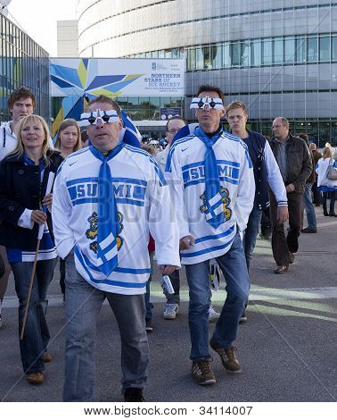 Eishockey-Fans in der Eishockey-Weltmeisterschaft 2012 in Finnland