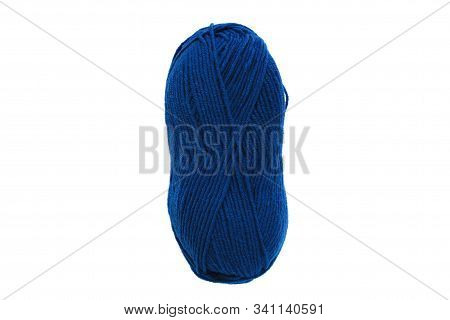 Yarn Skein For Hand Knitting And Crochet On White Background Isolated. Ball Of Soft Wool With Needle