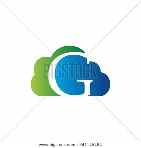 Cloud Logo Creative Design Template, Cloud Computing Concept With Letter G, Vector Illustration