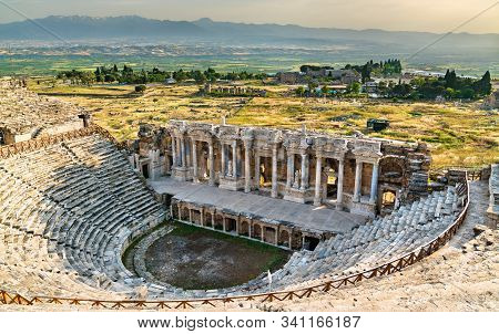 Roman Amphitheatre At Hierapolis - Pamukkale. Unesco World Heritage In Turkey