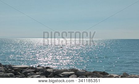 Panorama Marino Dalla Scogliera Del Lungomare Di Caorle Venezia Italia