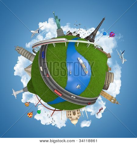Conceito de mundo de viagens do mundo