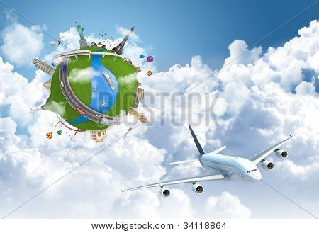 O conceito de globo do mundo sonho de viagem