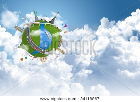 O conceito de globo do mundo sonho de viagem