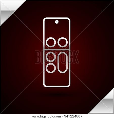 Silver Line Remote Control Icon Isolated On Dark Red Background. Vector Illustration