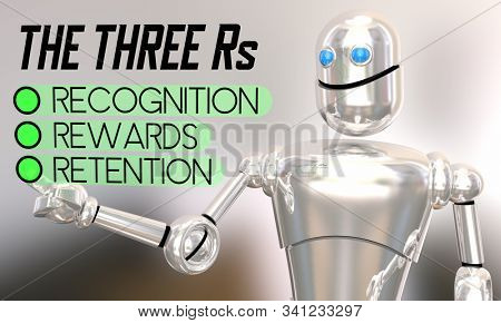 Employee Rewards Recognition Retention Robot Work Satisfaction 3d Illustration