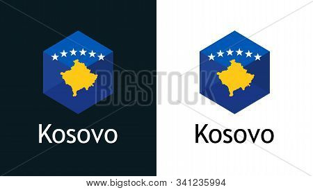 Vector Icon Of Kosovo Flag On Black And White