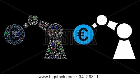 Glossy Mesh Manipulator Icon With Lightspot Effect. Abstract Illuminated Model Of Manipulator. Shiny