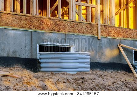 Window Well On Basement Construction From Window Building Materials.
