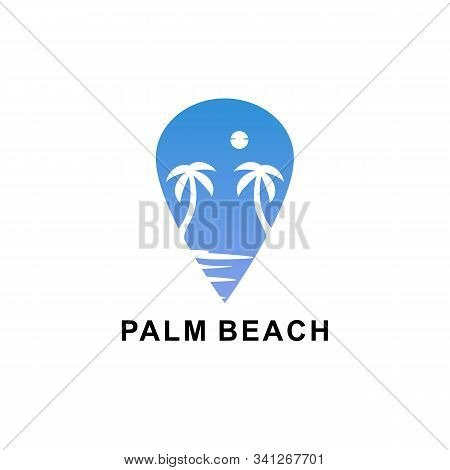 Map Palm Tree Coconut Beach Logo Design