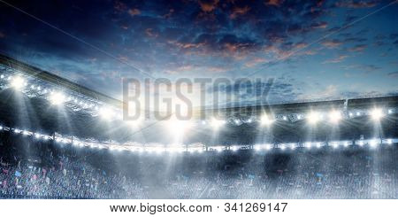 Sport stadium in lights . Mixed media