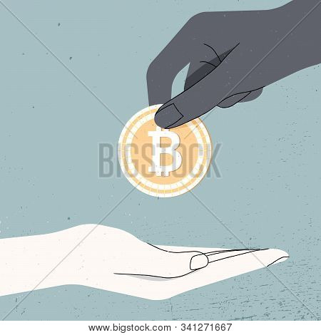 Hand Holding Bitcoin  And Give It Another Hand, Money Laundering