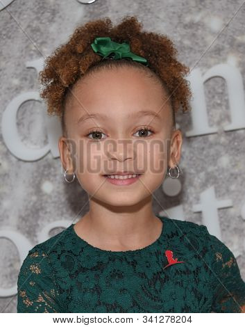 LOS ANGELES - DEC 07:  Mykal-Michelle Harris arrives for the Brooks Brothers Holiday Celebration Honoring St. Jude on December 07, 2019 in West Hollywood, CA