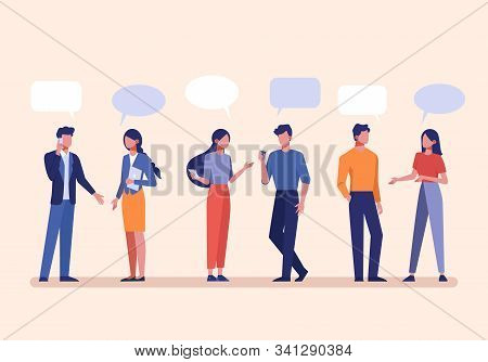 Talking Faceless Male And Female Cartoon Characters Vector Illustration