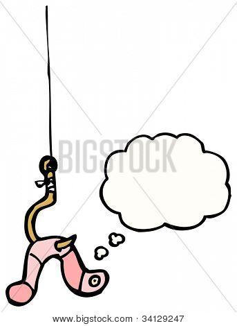 cartoon worm on hook