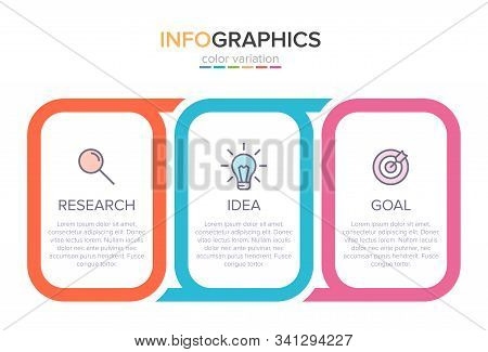Concept Of Arrow Business Model With 3 Successive Steps. Three Colorful Design Elements. Timeline De