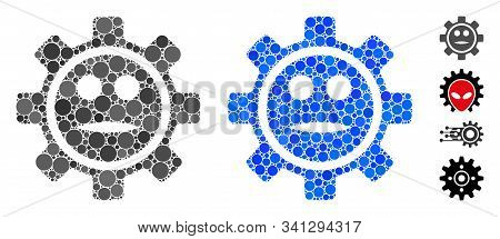 Options Gear Neutral Smiley Mosaic Of Circle Elements In Various Sizes And Color Tones, Based On Opt