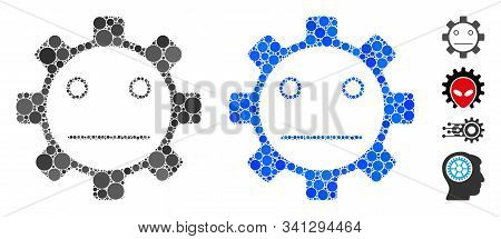 Gear Neutral Smiley Mosaic Of Small Circles In Variable Sizes And Color Hues, Based On Gear Neutral 