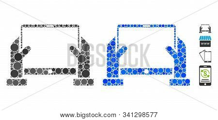 Hands Hold Tablet Composition Of Filled Circles In Various Sizes And Shades, Based On Hands Hold Tab