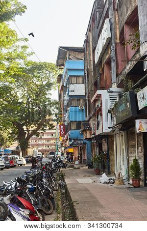 Panaji, Goa, India - December 15, 2019: Streets Of The State Capital Of Goa Panjim. Old Slums Cities