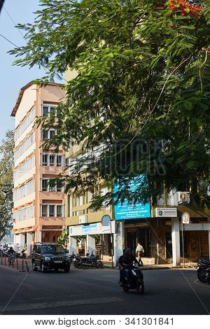 Panaji, Goa, India - December 15, 2019: Streets Of The State Capital Of Goa Panjim. Old Slums Cities