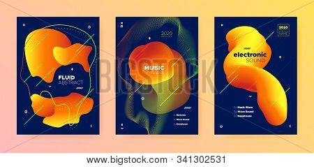 Electronic Music Festival. Dj Poster. Blue Futuristic Banner. Vibrant Abstract Lines. Music Presenta