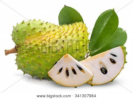 Soursop Or Custard Apple Fruit Isolated On White Background