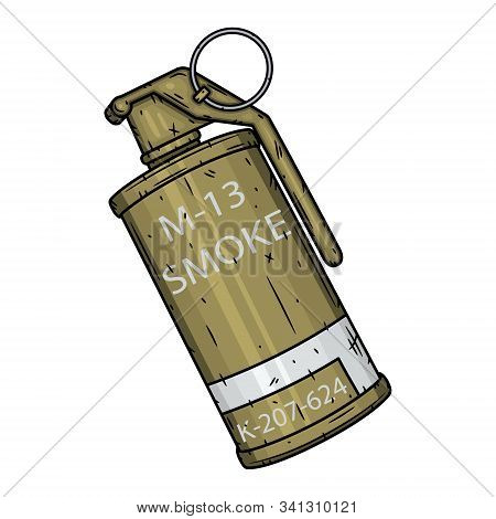 Smoke Grenade. Vector Illustration Isolated On White Background.