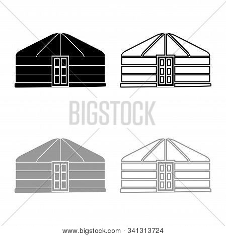 Yurt Of Nomads Portable Frame Dwelling With Door Mongolian Tent Covering Building Icon Outline Set B