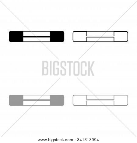 Electric Fuse Circuit Symbols Overload Protection Fusible Element Icon Outline Set Black Grey Color 