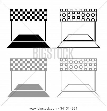 Finish Concept Maraphon Line Racing Panorama Road Icon Outline Set Black Grey Color Vector Illustrat