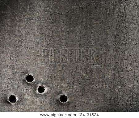 총알 구멍 군사 배경으로 금속