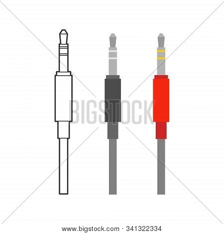 Various Electronic Wire Connectors And Inputs, Jacks And Plugs Vector Icon Set