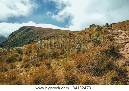 Cambara Do Sul - Brazil, July 18, 2019. People On Rocky Trail Going Up To The Top Of Fortaleza Canyo