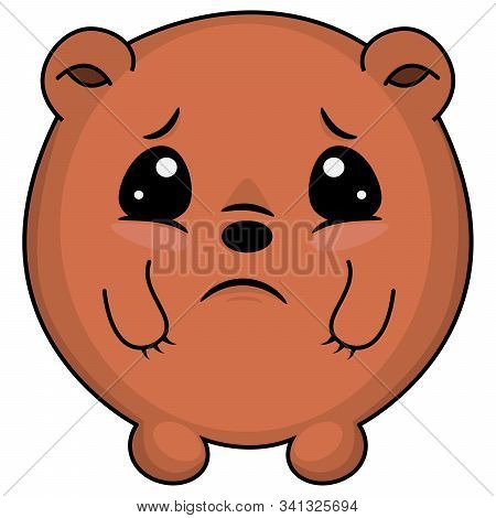 Sad Taddy Bear. Cartoon Illustration Of A Bear Looking Sad. Cute Bear: Sad, Crying, Weeping, Sobbing