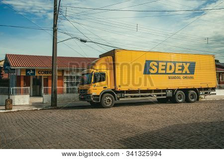 Cambara Do Sul, Brazil, July 19, 2019. Sedex Truck, An Express Delivery Service From The Brazilian P