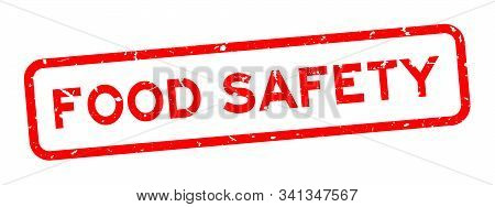 Grunge Red Food Safety Word Square Rubber Seal Stamp On White Background