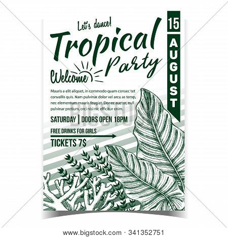 Philodendron Melanochrysum Leaf Poster Vector. Araceae Family Exotic Flowering Houseplant Leaf And S