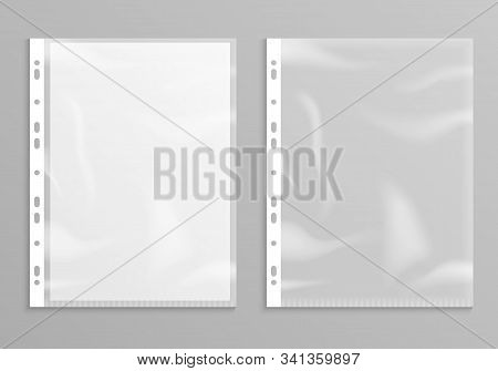 Sheet Plastic Protector, Clear Folder File. Punched Pocket Sheet Mockup Empty A4