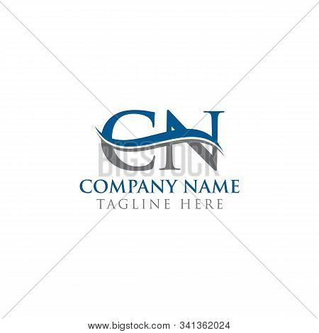 Initial Cn Letter Logo With Water Wave Business Typography Vector Template. Creative Abstract Letter