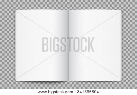 Blank Opened Magazine Template. Open Book Page Clean Booklet Or Magazine Template Background